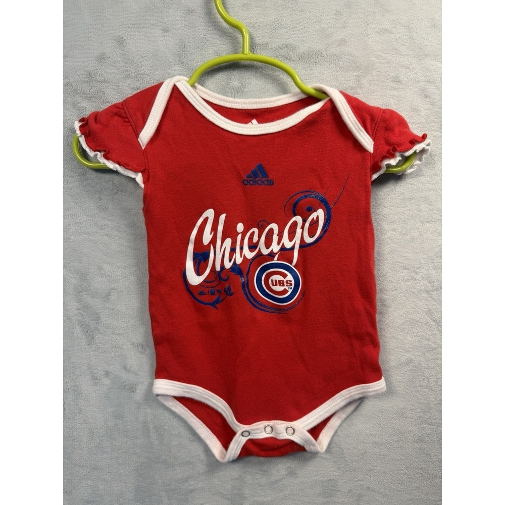 Adidas Chicago Cubs Baby Bodysuit 12 Months Red MLB Baseball Ruffle Sleeve